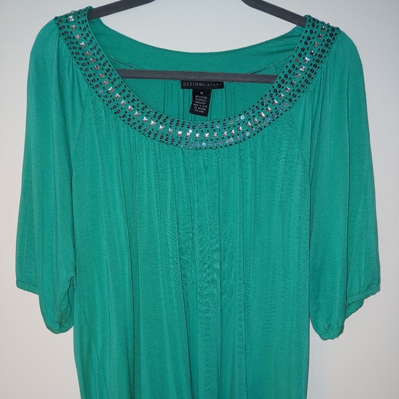 Design History Tops - Plus Size Teal Tunic Top